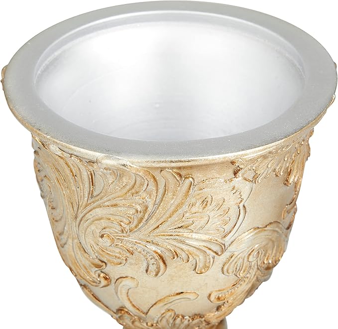Deco 79 Polystone Solid Decorative Jars, 7" x 7" x 19", Gold