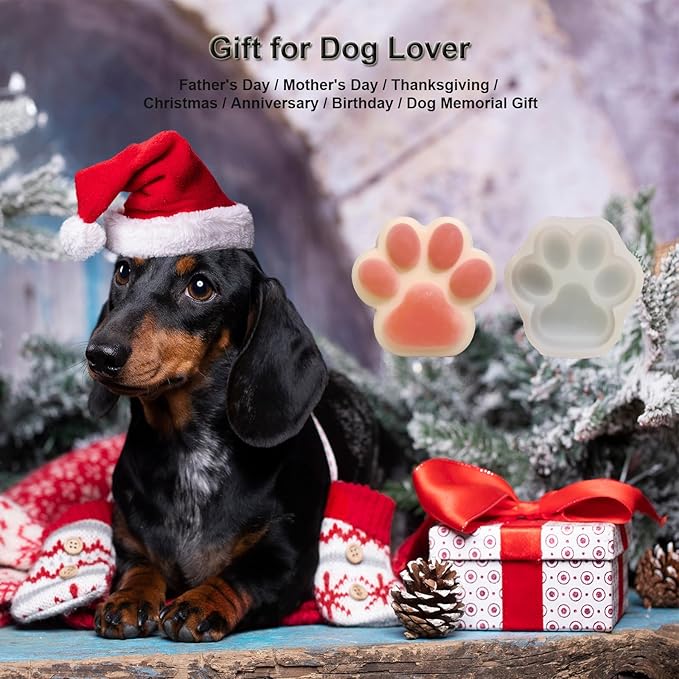 4IN Big Paw Shape Dog Cat Treat Molds 2 Pack, DIY Flavors for Puppy. Food Safe Silicone for Oven. Large Ice Cube Molds for Pet Chew, Cooling, Pets Birthday Cake Baking. Fun Gifts for Dog Lover