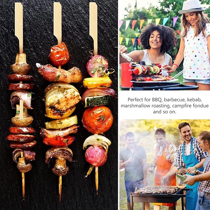 Bamboo Skewers, 200 PCS, 10 Inch, Premium Quality Craft, Paddle Design, Perfect for Cocktail Toothpicks, Kebabs, Grills, BBQ, Sandwiches, Fruits, Great Value Set