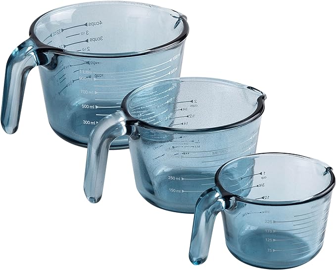COOK WITH COLOR Glass Measuring Cups - Ideal for Cooking and Baking, Blue