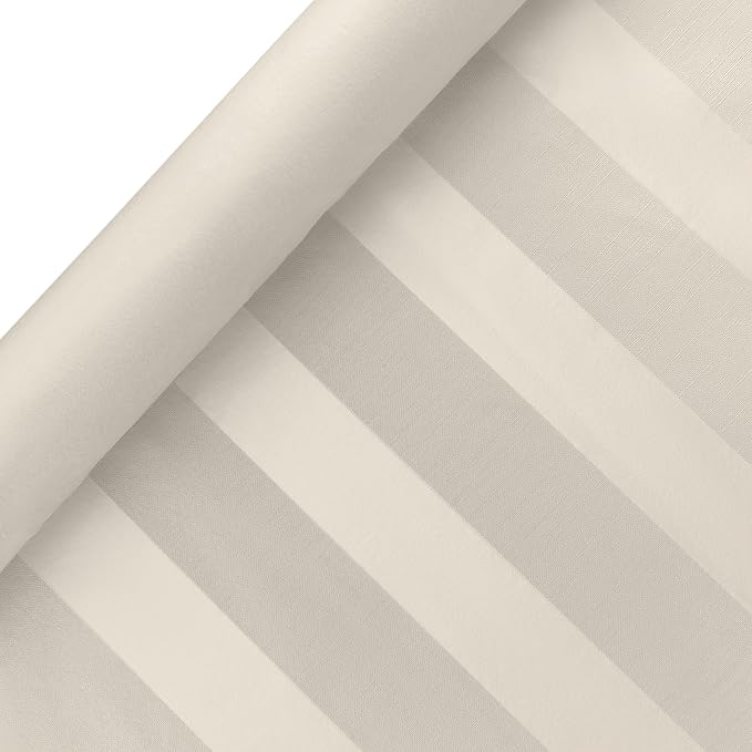 Luxury Table Protector Pad, 2 in 1 Table pad + Great Looking Tablecloth - Heat Resistant, Spill & Stain Proof - Flannel Backing (Ivory - Silk Stripe, 54x72)