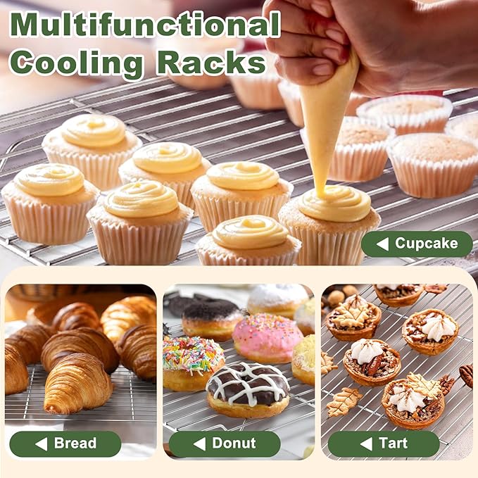 TeamFar Baking Sheet with Rack Set (3 Pans + 3 Racks), 16/12.5/10.5 Inch Stainless Steel Cookie Sheets Baking Pans Trays and Cooling Racks for Cooking Roasting, Non-Toxic & Heavy Duty, Dishwasher Safe