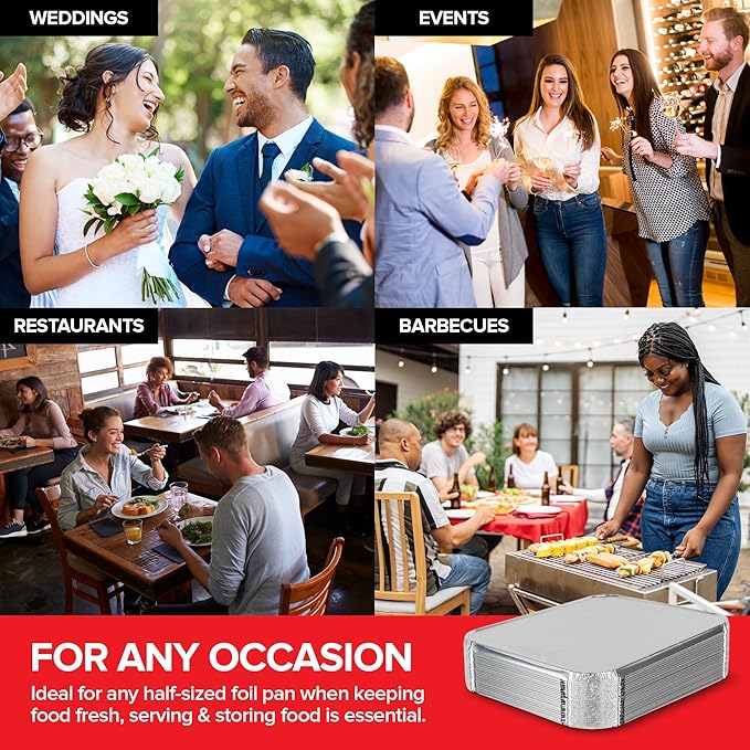 Stock Your Home 9x13 Disposable Baking Pan Covers (350 Pack) Heavy-Duty Aluminum Cake Pans Lids, Sturdy, Sealable Covers for Food Containers, Leak-Free + Safe Transport & Storage For Catering
