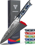 5 Inch Kitchen Utility Knife - Xuan Series Kitchen Knives - VG10 Damascus Steel with Resin Handle (Starry Black)