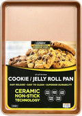 casaWare 13 x 9 x 1-Inch Ultimate Series Commercial Weight Ceramic Non-Stick Coating Cookie/Jelly Roll Pan (Rose Gold Granite)