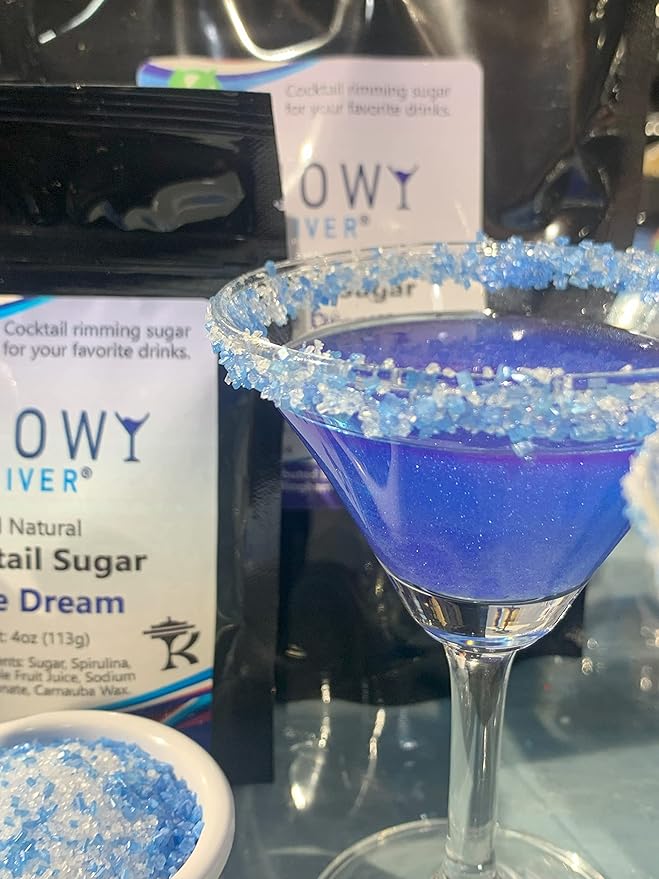 Snowy River Blue Dream, Cocktail & Margarita Sugar Rimmer - Vibrant Naturally Colored Sugar for Cocktail Rimming, Baking & Decorating, Medium Crystal - 3oz