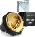 Berlinzo Ice Stamp Ring for Cube & Sphere - Custom Ice Cubes for Whiskey, Mojito Cocktails – Ball shaped Brass Ice Stamp ball/ 3mm Depth - Black