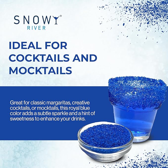 Snowy River Royal Blue, Cocktail & Margarita Sugar Rimmer - Vibrant Color Glass Rimming Sugar with Medium Crystal Texture - 8oz