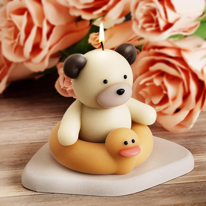 Swimming Bear Candle Swim Animal Resin Casting Resin Making Molds Silicone Mold for Candle Home Decorate Candle Making 3D Animal Mold