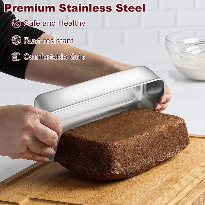 LIANYU Stainless Steel Loaf Pan, 12x5 Inch Large Bread Pan for Baking, Metal Bakeware for Meatloaf, Sourdough Bread, Lasagna, Cake, Healthy & Non Toxic, Oven & Dishwasher Safe