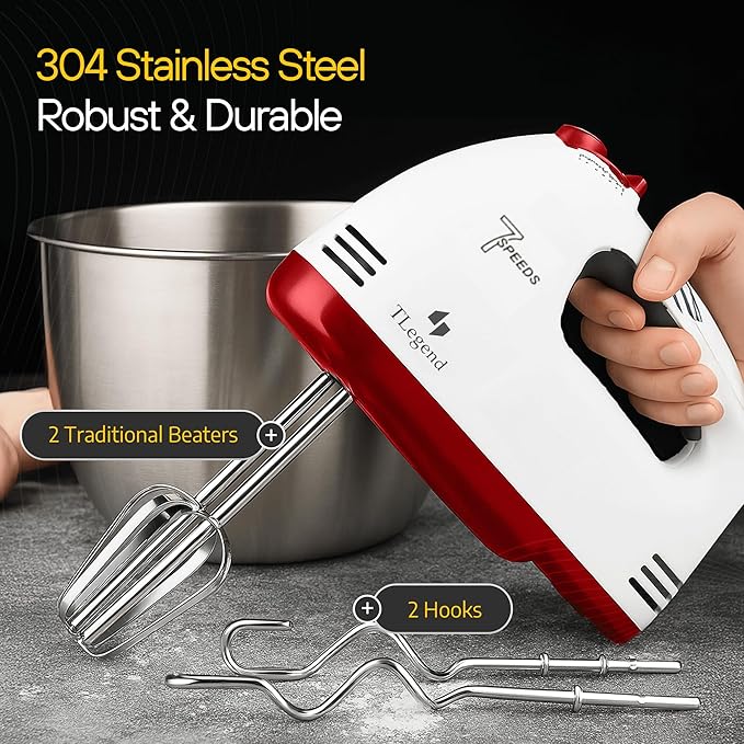 Hand Mixer Electric Handheld – 7 Speed Ultra Power Electric Mixer Handheld (White)