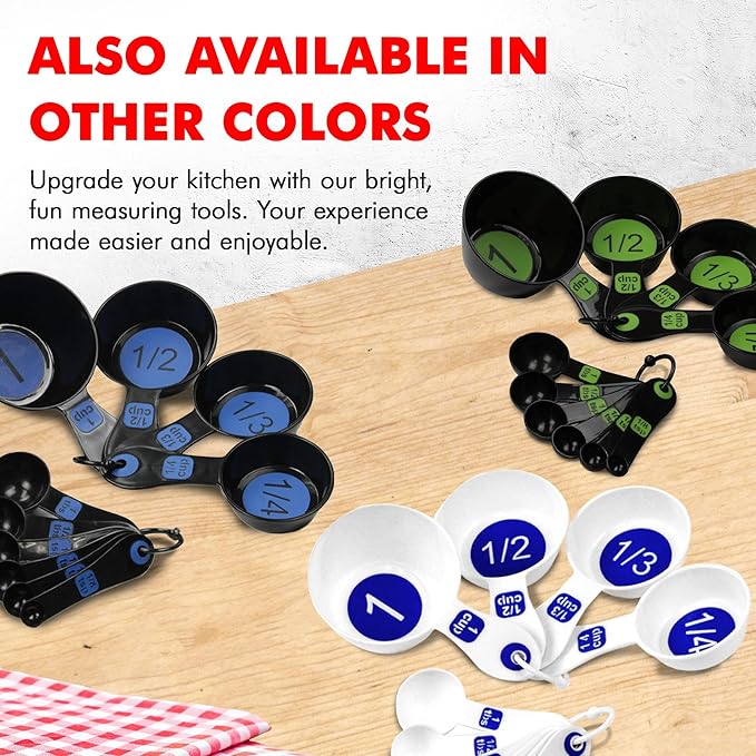 Chef Craft Easy to Read Plastic, Measuring Cup Set, 10 piece set, Blue