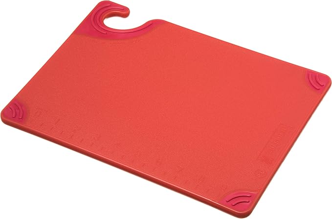 San Jamar Saf-T-Grip Plastic Cutting Board with Safety Hook, 9" x 12" x 0.375", Red - (Pack of 6)