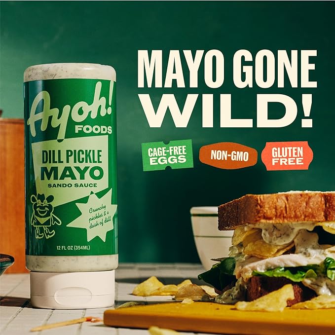 Ayoh Foods, Sando Sauce, Sandwich Sauce, (1-12 Ounce Bottle) - Creamy & Flavorful, Perfect for Sandwiches, Wraps & Dips, Created by Molly Baz (Dill Pickle)