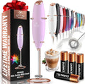 Zulay Kitchen Powerful Milk Frother Wand With 4 AA Duracell Batteries - Ultra Fast Handheld Drink Mixer - Electric Whisk Foam Maker for Coffee, Lattes, Cappuccino, Matcha & Creamer
