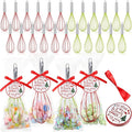 72 Sets 12 Inch Christmas Whisks Gifts DIY Fillable Christmas Tree Ornaments Xmas Colored Silicone Whisks for Cooking Heat Resistant Egg Beaters with Card Rope Bag for Candy Holder