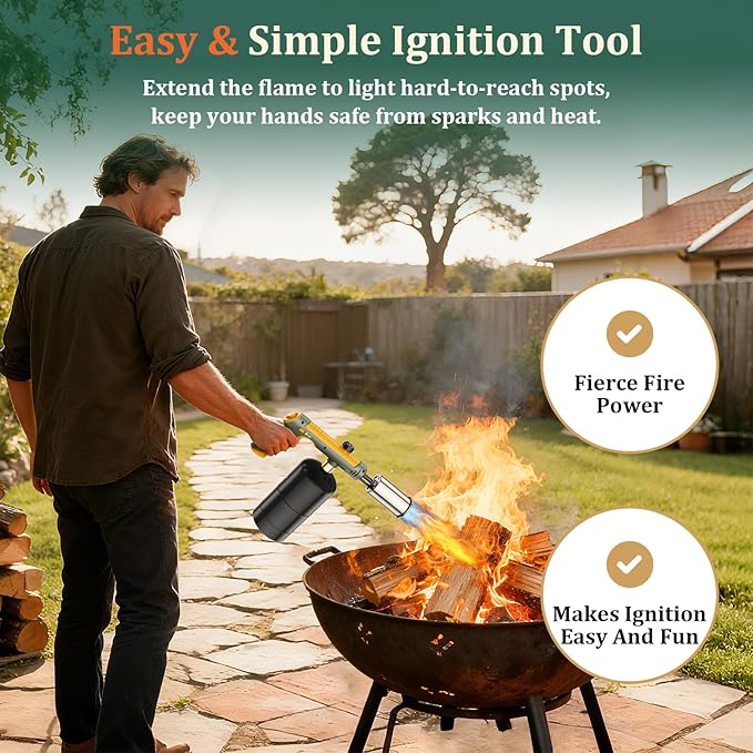 TONYFUL Powerful Propane Torch, Kitchen Cooking Torch, Culinary Torch Campfire Starter, Adjustable Grill Torch for Searing Steak, BBQ, Weeding(Propane Tank Not Included)