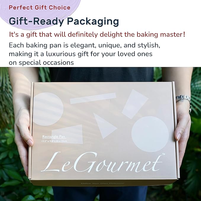 LeGourmet Nonstick Rectangle Baking Pan 9x13 Inch, Ceramic Coating, Non-Toxic, Rust Resistant Aluminized Steel, Perfect Baking Dish for Brownie Cake, Roasting, Lasagna - Rosemary