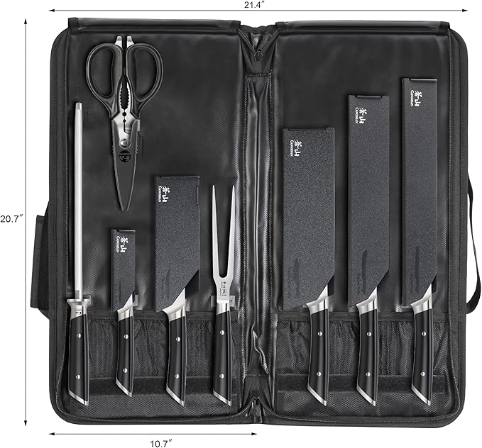 Cangshan HELENA Series German Steel Forged BBQ Knife Set (Black, 9-Piece Bag Set)