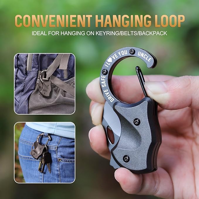 Uncle Gifts for Christmas, EDC Box Cutter, Christmas Birthday Gifts Ideas for Uncle, EDC Gadget Gift for Camping Hiking Fishing, Gift from Niece Nephew