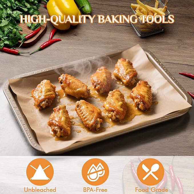 MUCHII 400 Pcs Unbleached Parchment Paper Sheets, 12 x 16 Inch Precut Non-Stick Parchment Sheets for Baking, Cooking, Grilling, Air Fryer, and Steaming