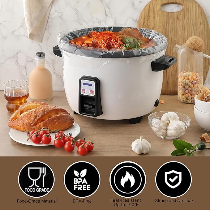 20 Pack Slow Cooker Liners, (Fits 3-8 Quarts) Disposable Oval Slow Cooker Bags for Crock Pot, BPA-Free and Easy to Clean, 13"x 21"