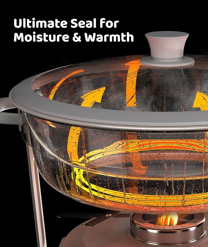 Chafing dishes for buffet 4PACK, [Game Changer Maifanite-Coated] Chafing Dish Buffet Set Offer the Elegance of nature, 5QT Food Warmers for Parties Serve for Wedding, Birthday, Church Events, ETC