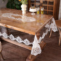 Clear Table Cover Protector Vinyl Table Cloth Rectangle Oil Spill Proof Vintage Rustic Plastic Table Covers for Dining Tables (White Lace, 60 x 120 Inches)