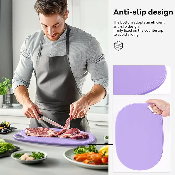 Li&Zhao Plastic Cutting Boards for Kitchen - Chopping Board Small Cutting Board for Meat Cutting Mats for Kitchen Cooking(Purple)