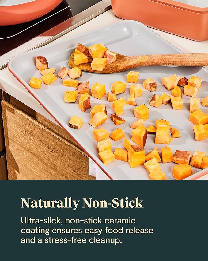 Caraway Non-Stick Ceramic Baking Sheet Duo - Naturally Slick Ceramic Coating - Non-Toxic, PTFE & PFOA Free - 18 x 13" Large & 15 x 10" Medium - Gray