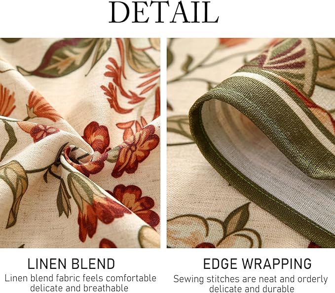 ISAENNE Designer Bohemian Linen Long Rectangle Tablecloth,Colorful Floral Pattern Table Cloth,Wrinkle Resistant Decorative Tablecloths for Dining Thanksgiving Kitchen Party,63"*94"-Grace A