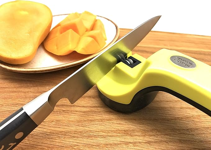 Heavy Duty Tungsten Manual Knife Sharpener, Knife Sharpeners for Kitchen Knives (Lime)