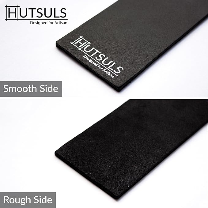 Hutsuls Black Leather Strop with Compound - Get Razor-Sharp Edges with Stropping Kit, Green Honing Compound & Vegetable Tanned Two Sided Leather Strop Knife Sharpener Step-by-Step Guide Included