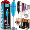 Zulay Powerful Milk Frother Handheld Foam Maker for Lattes - Whisk Drink Mixer for Coffee, Mini Foamer for Cappuccino, Frappe, Matcha, Hot Chocolate by Milk Boss (Teal)