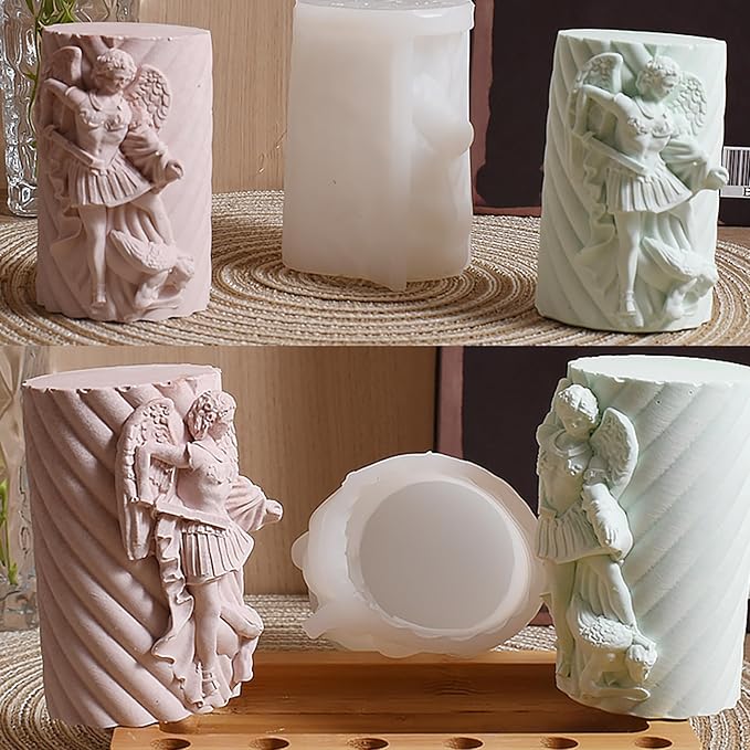 Religion Cylinder Nativity Jesus Angel Soap Resin Casting 3D Nativity Scene Candle Making Molds