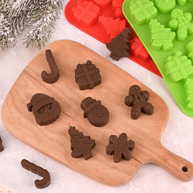 Actvty Christmas Chocolate Molds, Christmas Candy Silicone Molds, 4 Packs 14 Cavity Xmas Theme Baking Molds for Making Chocolate, Candy, Gummy, Jello, Ice, Wax Melts