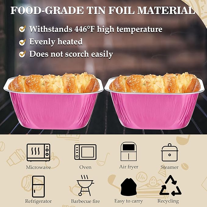 30PCS 7.8OZ Mini Aluminum Pans with Lids, Disposable, Magenta, Perfect for Birthday, Wedding Occasions