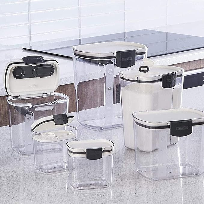 Progressive ProKeeper Baker's Airtight Kitchen Storage Canister Container Set for Flour, Sugar & More, Keeps Ingredients Fresh, with Accessories (Multicolor, 8- Piece)