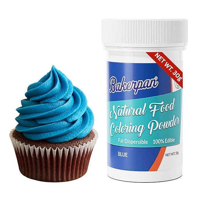 Bakerpan Blue Oil-Based Natural Food Coloring Powder for Baking - 30 g - Plant-Based, Dye-Free Coloring for Buttercream Frosting, Chocolate, Candy Color, Icing, Cakes