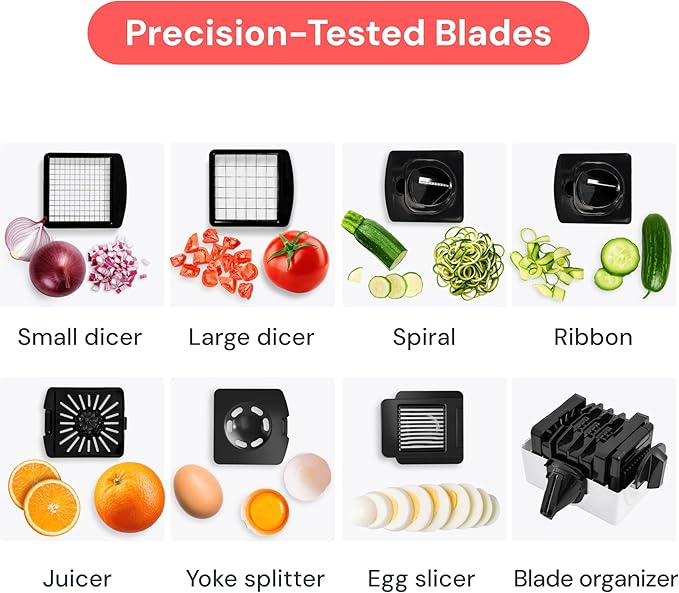 Fullstar The Original Pro Chopper - Vegetable Chopper and Spiralizer, Food Chopper with Container, Fruit Slicer, Kitchen Gadgets & Accessories, Home Essentials (8 in 1, White)