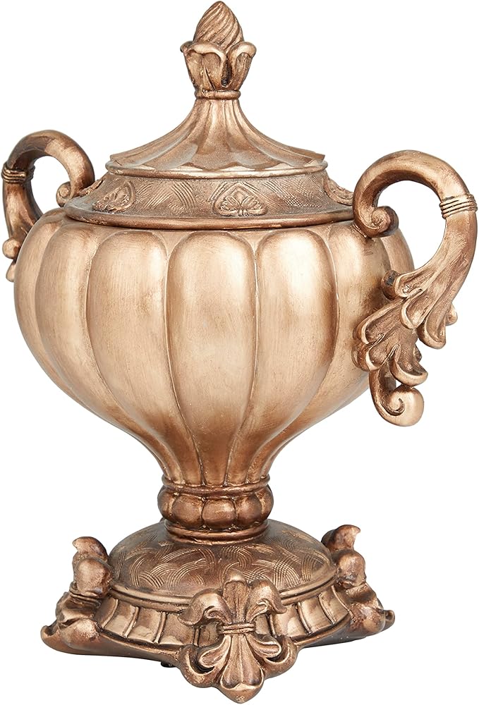 Deco 79 Polystone Solid Decorative Jars, 12" x 8" x 13", Bronze