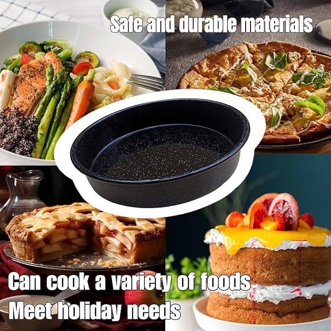 3-Pack Enamel Roasting Pan Set Round Deep Baking Pans Oven Trays10"/12"/14" Cake Pans High Performance Non-Toxic Pizza Pan Cookie Baking Sheets Oven Trays For Cooking Merry Christmas Gift for Mom