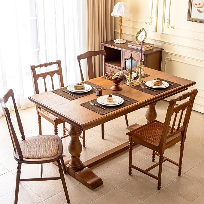 KXN Placemats Set of 8, Dual-Layer Thickened Faux Linen Table Mats, Heat Resistant & Wrinkle-Free, Machine Washable Cloth Place Mats for Kitchen Dining Indoor Outdoor (Brown)