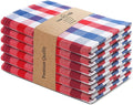 Urban Villa Cotton Dinner Napkins Set of 6, 20x20 Inche Soft Premium Cotton Napkins, Hotel Quality Highly Absorbent, Reusable & Washable Table Dinner Napkins (Red/Blue/White, Buffalo Checks)