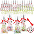 48 Sets 12 Inch Christmas Whisks Gifts DIY Fillable Christmas Tree Ornaments Xmas Colored Silicone Whisks for Cooking Heat Resistant Egg Beaters with Card Rope Bag for Candy Holder
