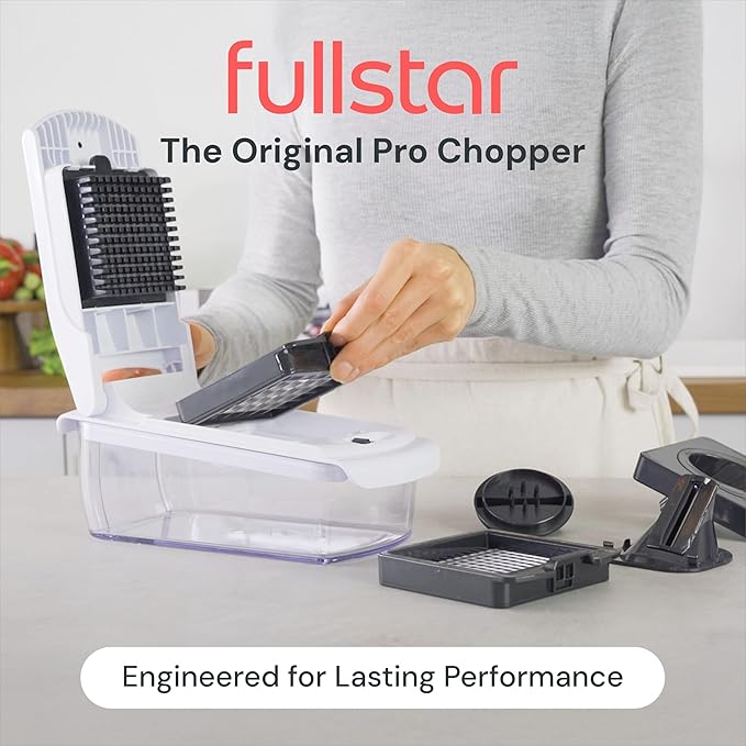 Fullstar The Original Pro Chopper - Vegetable Chopper and Spiralizer, Food Chopper with Container, Fruit Slicer, Kitchen Gadgets & Accessories, Home Essentials (4 in 1, Clear)
