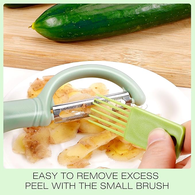 Senbowe Upgrade Potato Peeler for Kitchen, 6PCS Stainless Steel Vegetable Peeler, I and Y Veggie Food Peeler for Apple Fruit Carrot Zucchini Cucumber,Good Grip Makes Peeling Very Easy (Green)