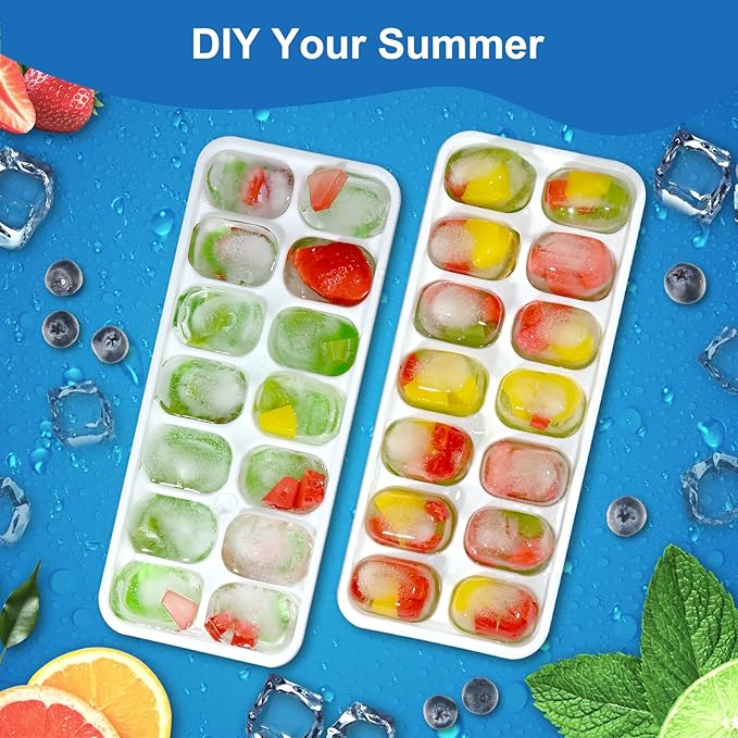 Ice Cube Tray, Ice Cube Trays for Freezer 4 Pack with Lids, Ice Tray Easy-Release, Ice Trays for Freezer Stackable, Silicone Ice Cube Tray for Drinks, Coffee - BPA-Free and Odor-Free