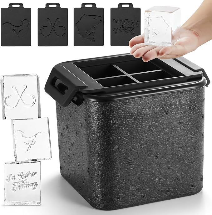 Clear Square Ice Cube Maker Mold for Whiskey Bourbon, Fishing Gifts for Men, Stocking Stuffers for Men