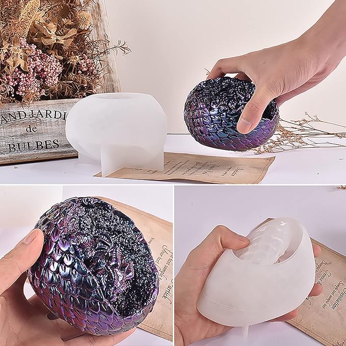 Dragon Egg Molds Dinosaur Resin Mold - Resin Casting Silicone Molds for Home Decor & Candle Making Wave Spiral Mold